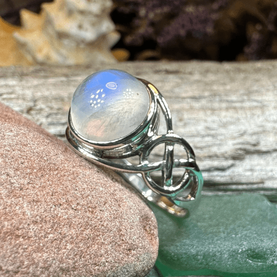Rhianna Celtic Knot Moonstone Ring in Sterling Silver Ring La Vie Bien Rhianna Celtic Knot Moonstone Ring in Sterling Silver