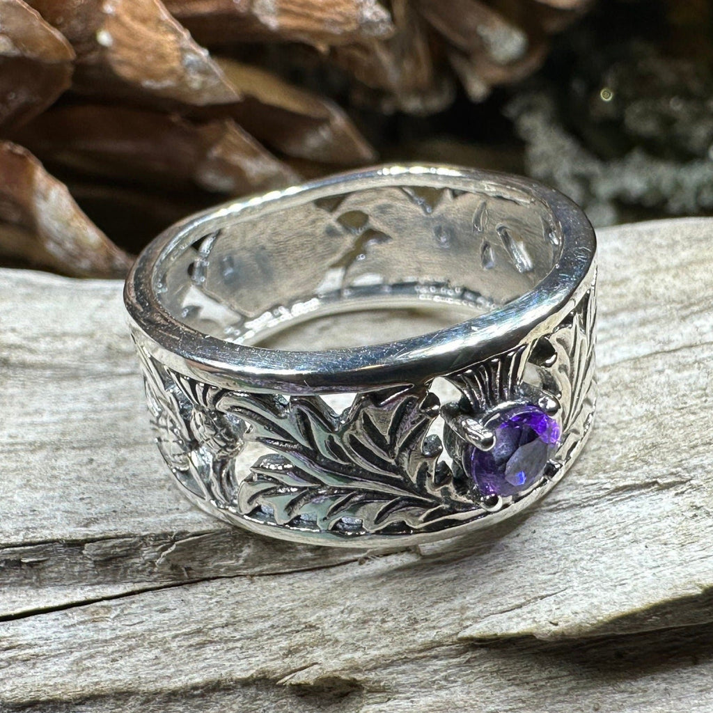 Rhoswen Scottish Thistle Band Ring in Sterling Silver Ring La Vie Bien Rhoswen Scottish Thistle Band Ring in Sterling Silver