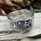 Rhoswen Scottish Thistle Band Ring in Sterling Silver Ring La Vie Bien Rhoswen Scottish Thistle Band Ring in Sterling Silver