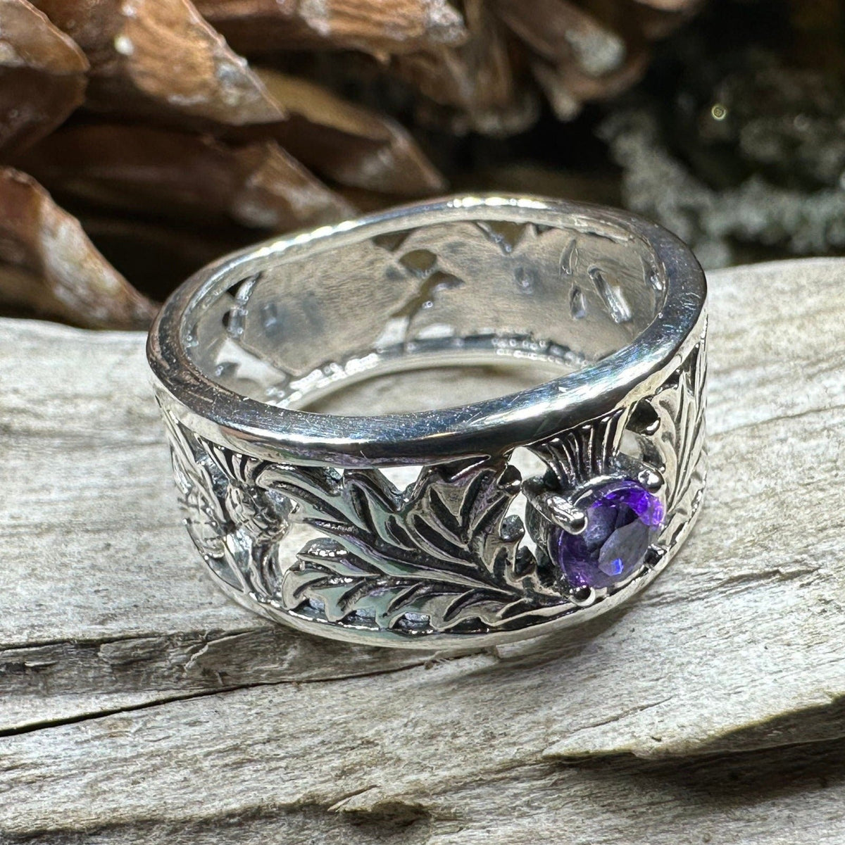 Rhoswen Scottish Thistle Band Ring in Sterling Silver Ring La Vie Bien Rhoswen Scottish Thistle Band Ring in Sterling Silver