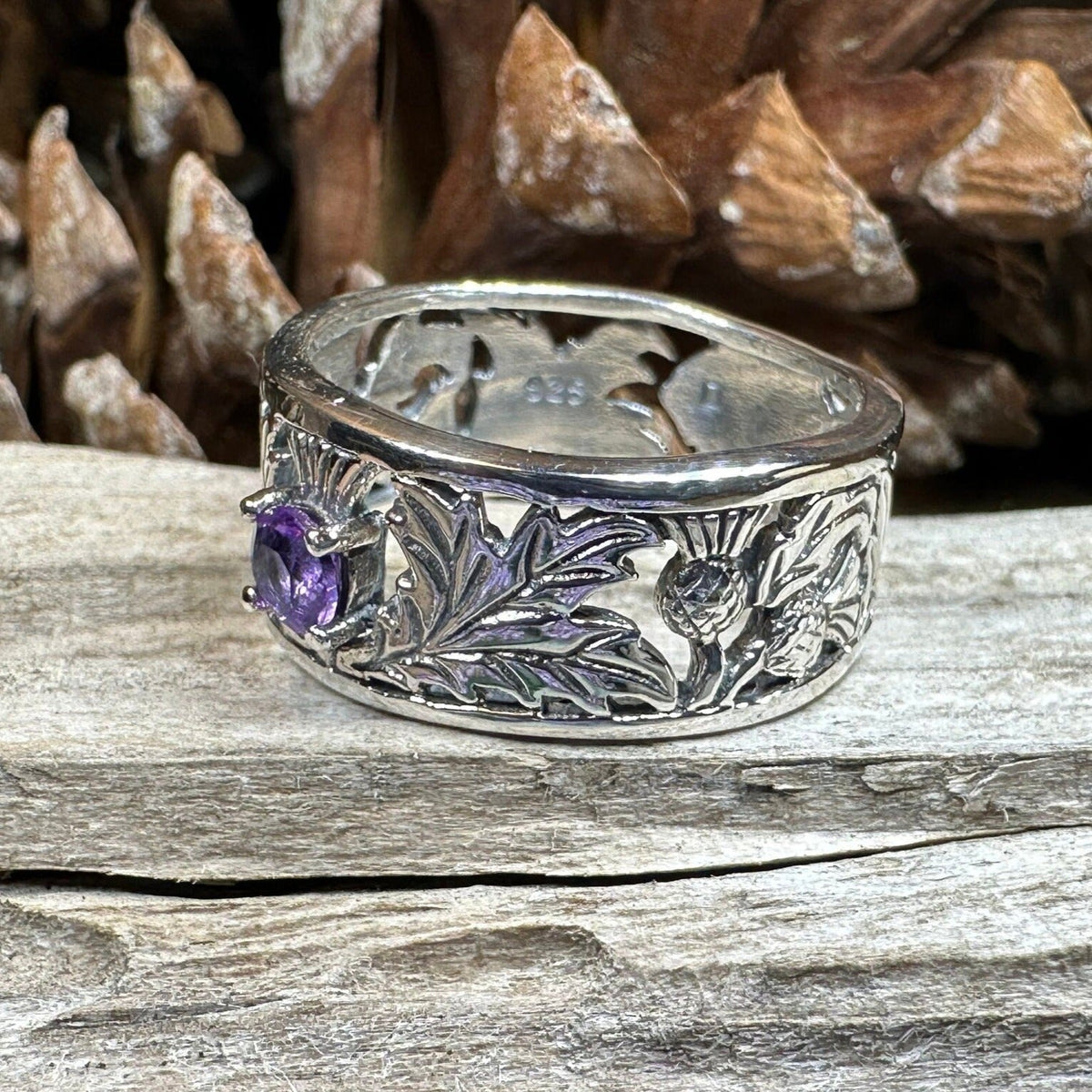 Rhoswen Scottish Thistle Band Ring in Sterling Silver Ring La Vie Bien Rhoswen Scottish Thistle Band Ring in Sterling Silver