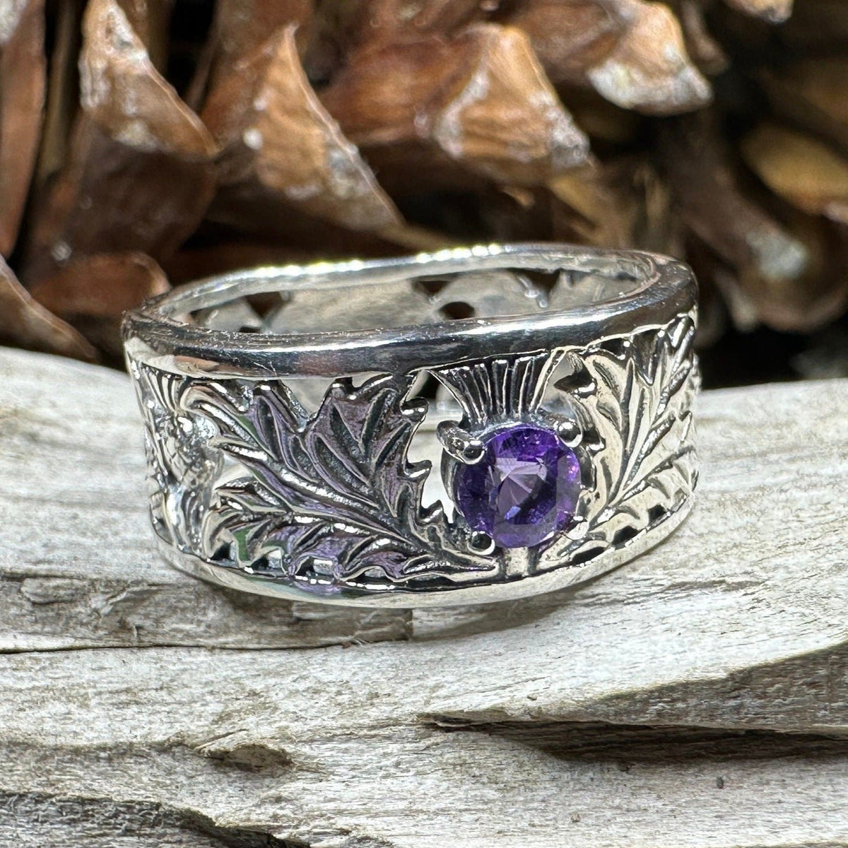 Rhoswen Scottish Thistle Band Ring in Sterling Silver Ring La Vie Bien Rhoswen Scottish Thistle Band Ring in Sterling Silver