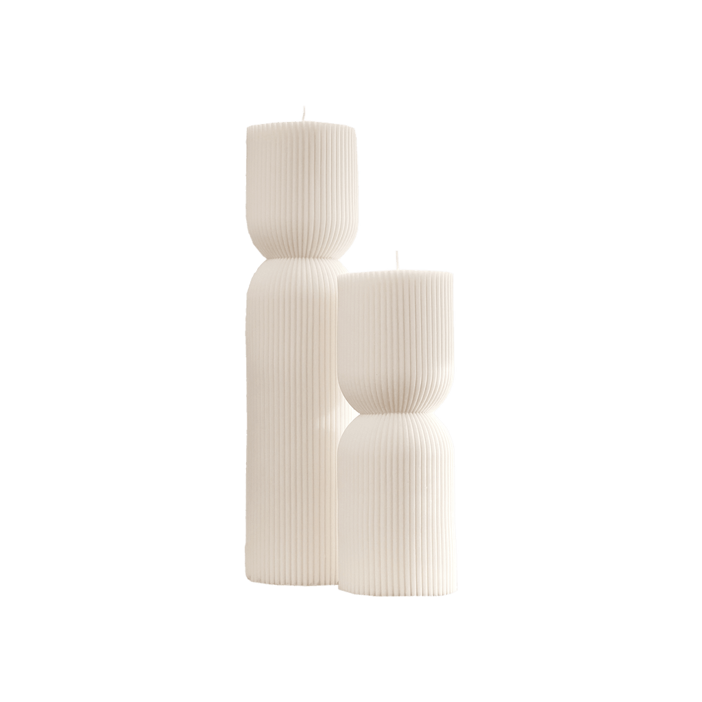 Ribbed Hourglass Pillar Candle
