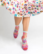 Ribbon Roses Sheer Ankle Sock by Sock Candy