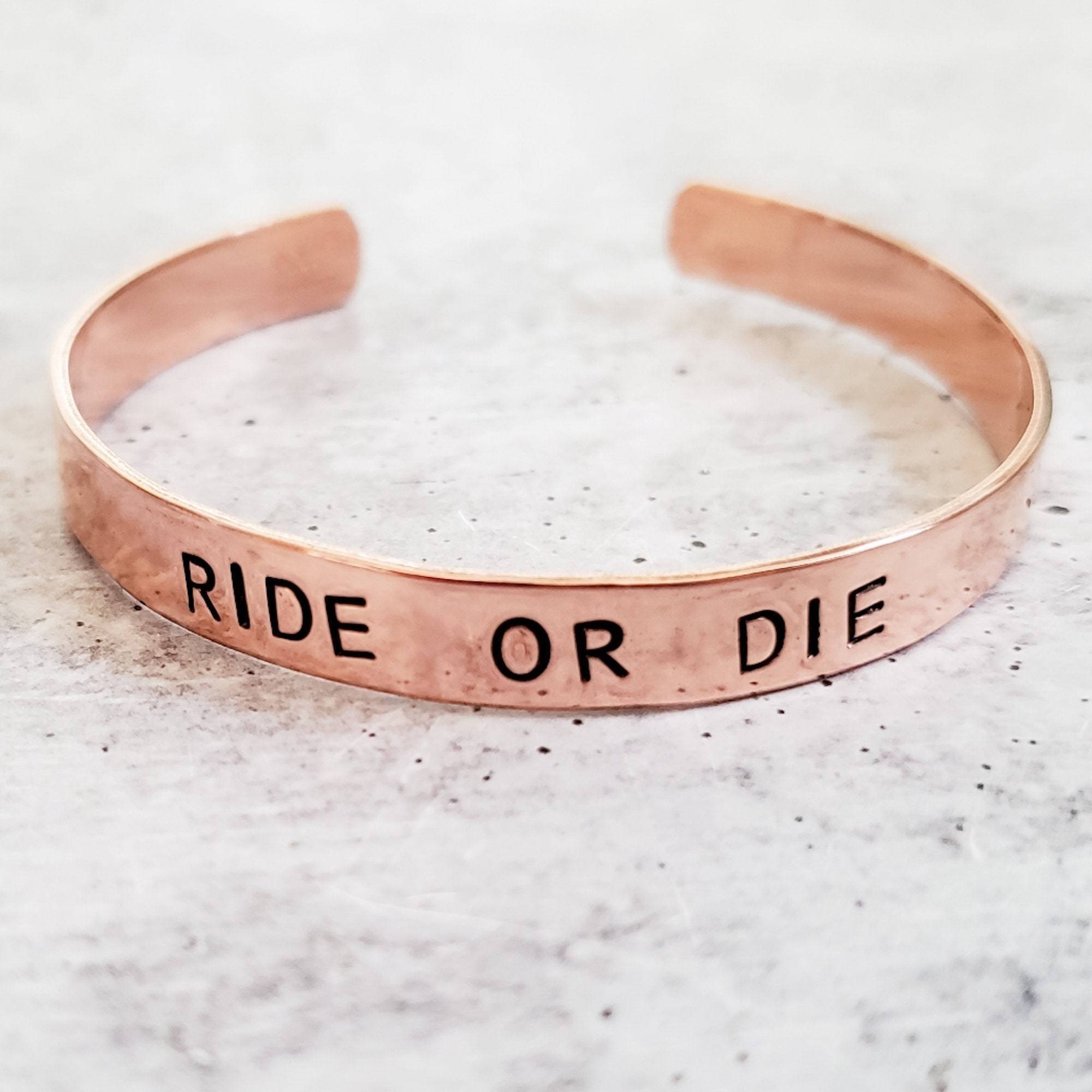 RIDE OR DIE Cuff Bracelet Stamped Cuffs La Vie Bien RIDE OR DIE Cuff Bracelet
