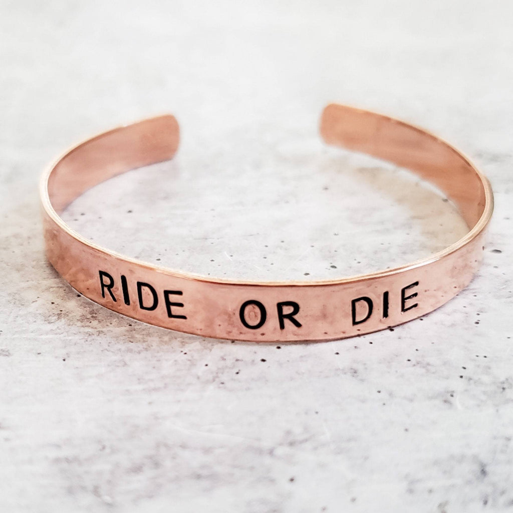 RIDE OR DIE Cuff Bracelet Stamped Cuffs La Vie Bien RIDE OR DIE Cuff Bracelet