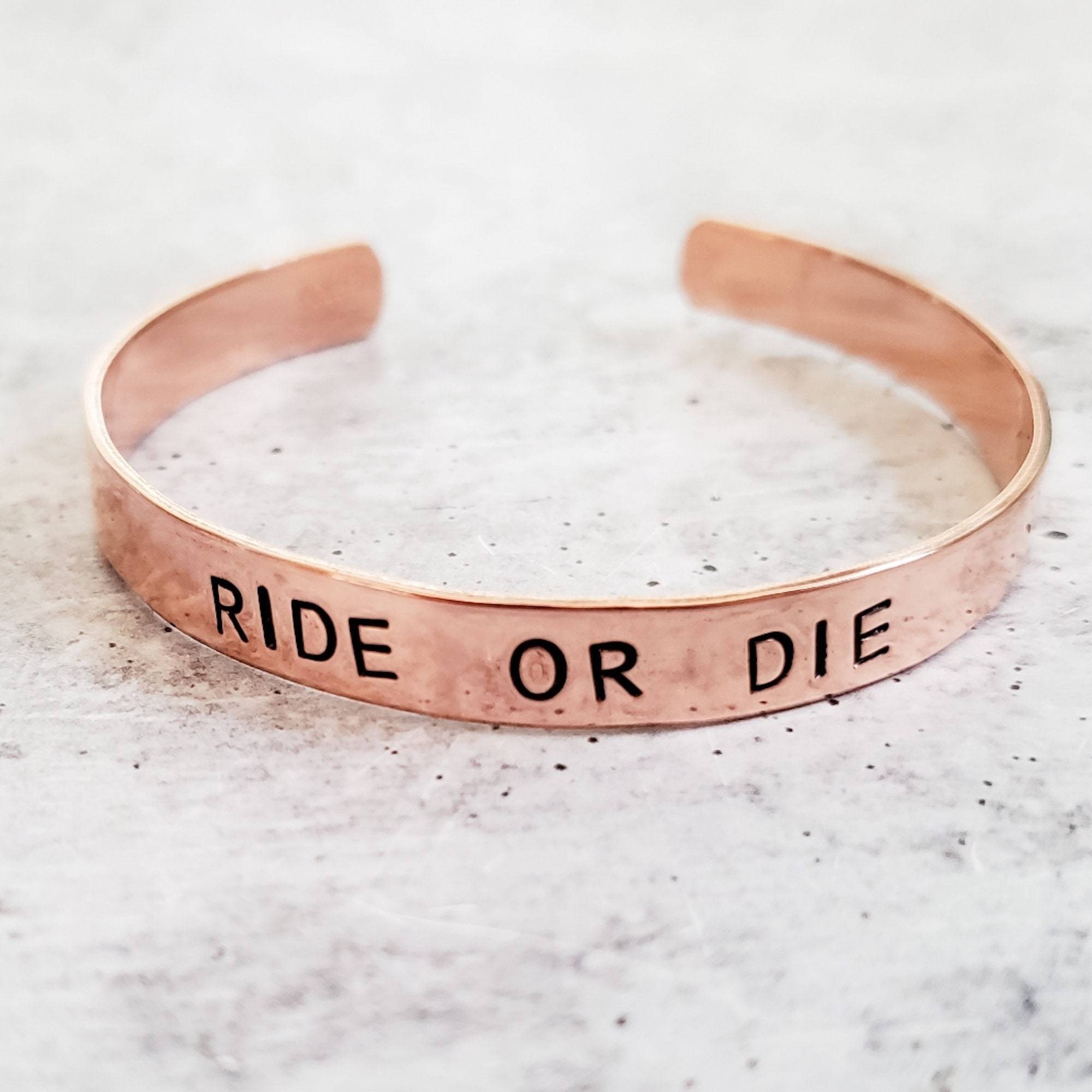 RIDE OR DIE Cuff Bracelet Stamped Cuffs La Vie Bien RIDE OR DIE Cuff Bracelet