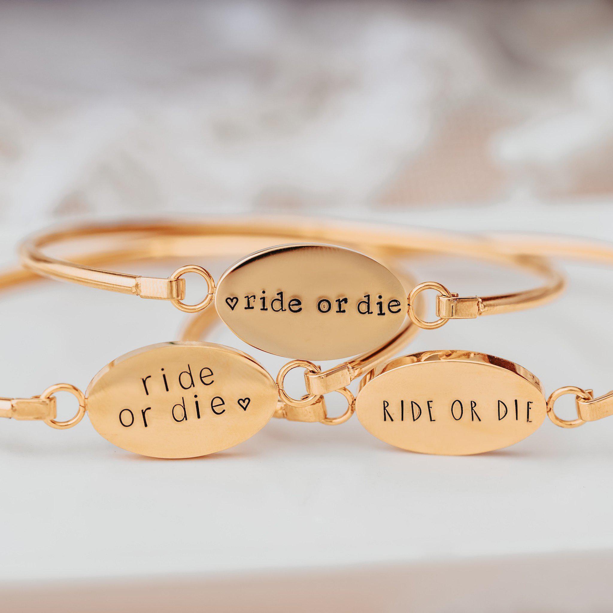 RIDE OR DIE Swing Top Bangle Bracelet Stamped Bangles La Vie Bien RIDE OR DIE Swing Top Bangle Bracelet