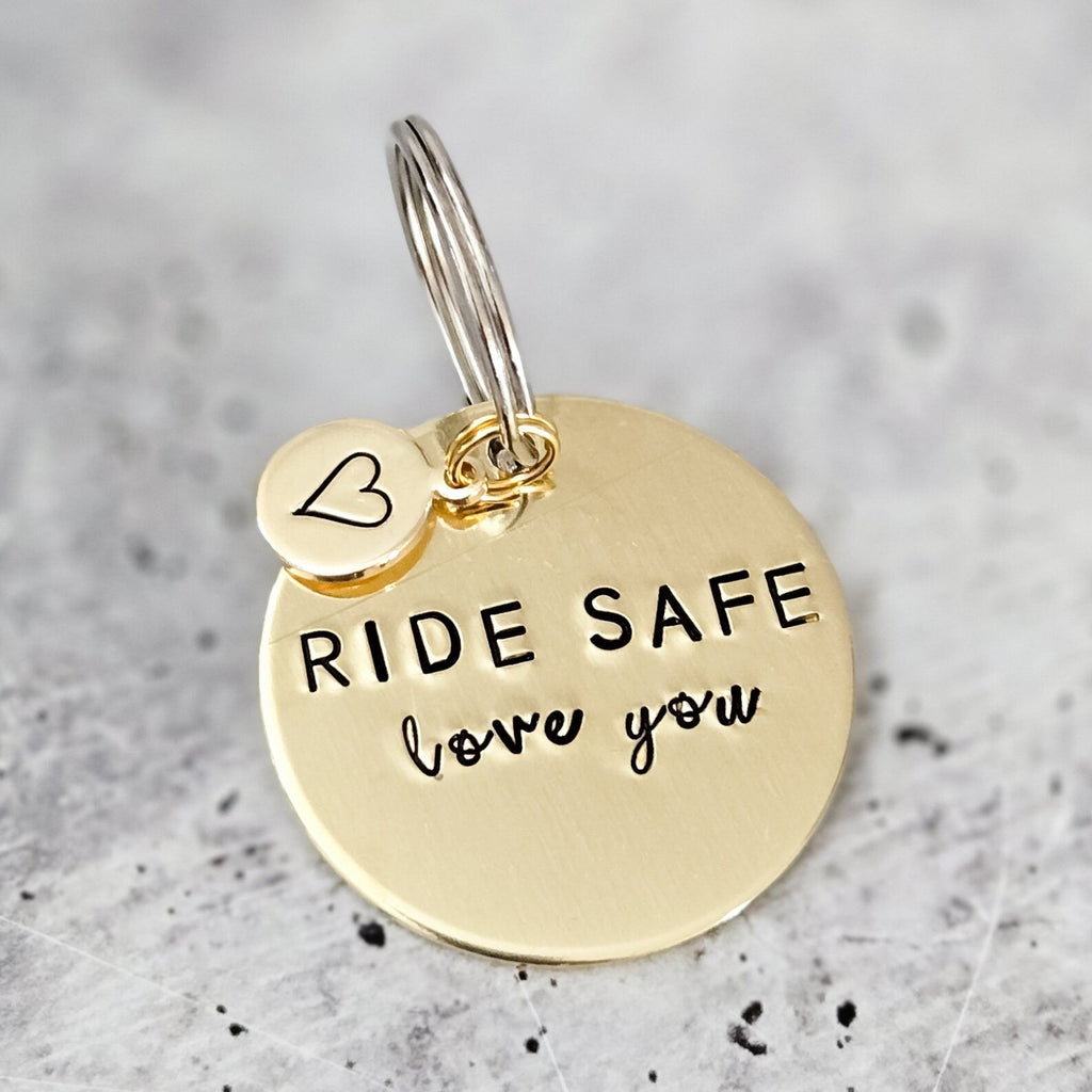 Ride Safe Love You Brass Keychain Key Chains La Vie Bien Ride Safe Love You Brass Keychain