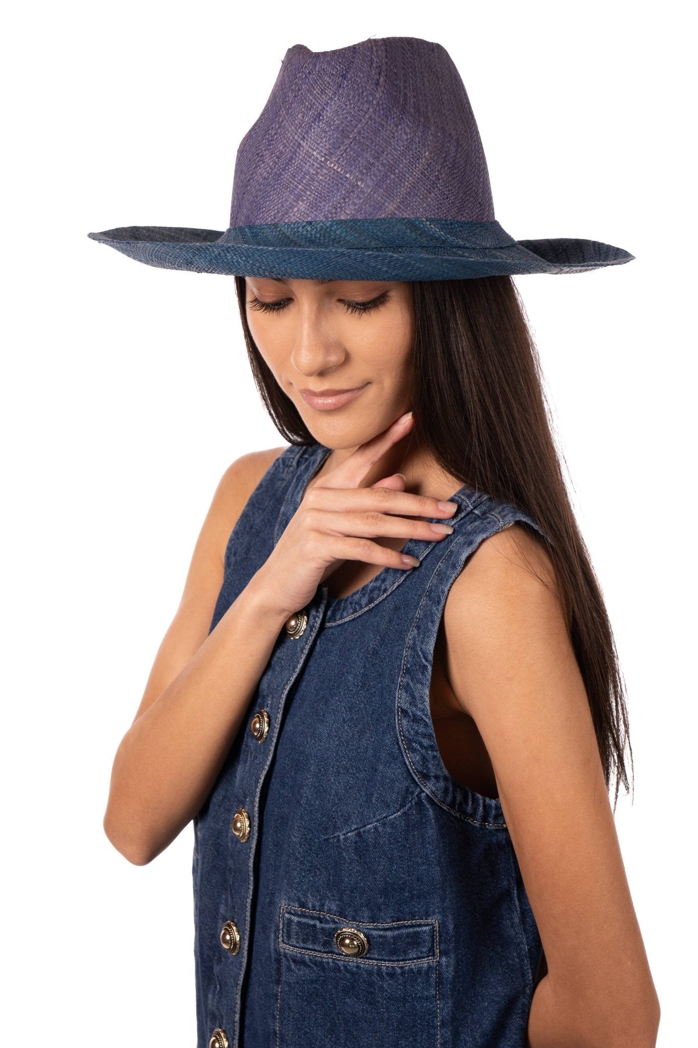 Riley 3" Brim Panama Unisex Two Tone Straw Hat La Vie Bien Riley 3" Brim Panama Unisex Two Tone Straw Hat