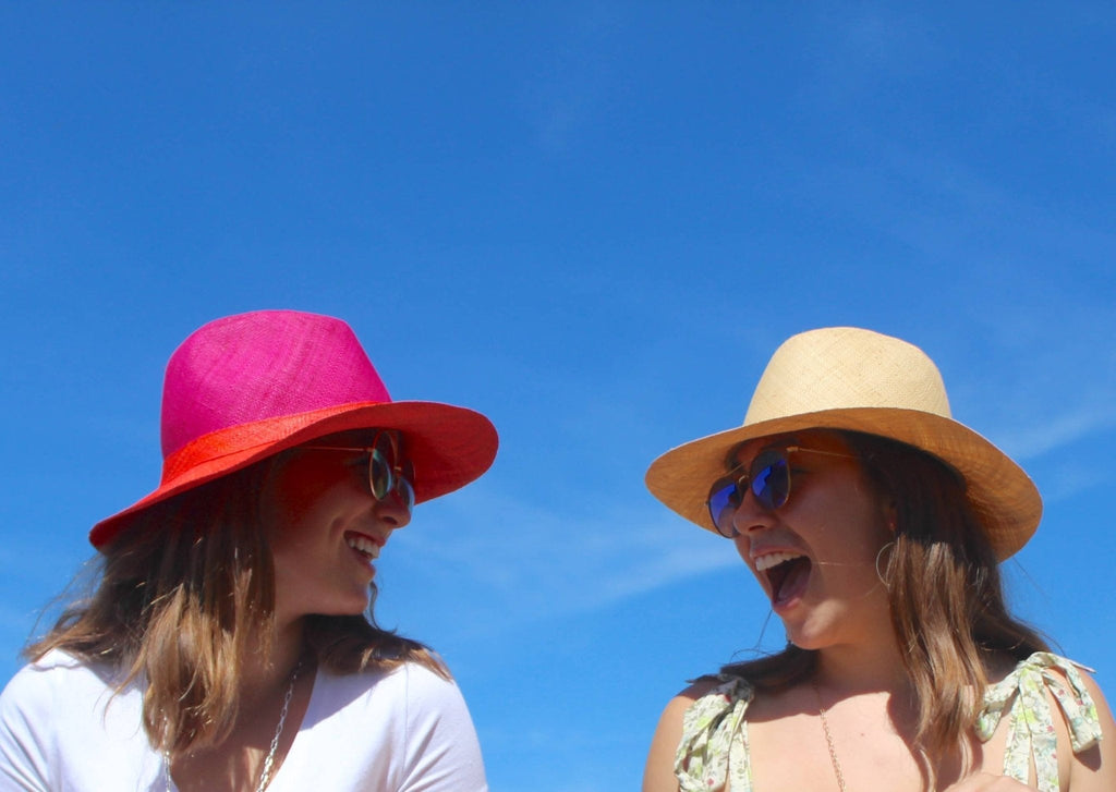 Riley 3" Brim Panama Unisex Two Tone Straw Hat La Vie Bien Riley 3" Brim Panama Unisex Two Tone Straw Hat