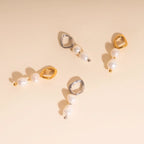 Ripple Pearl Huggie Hoop Charms by Oh Clementine