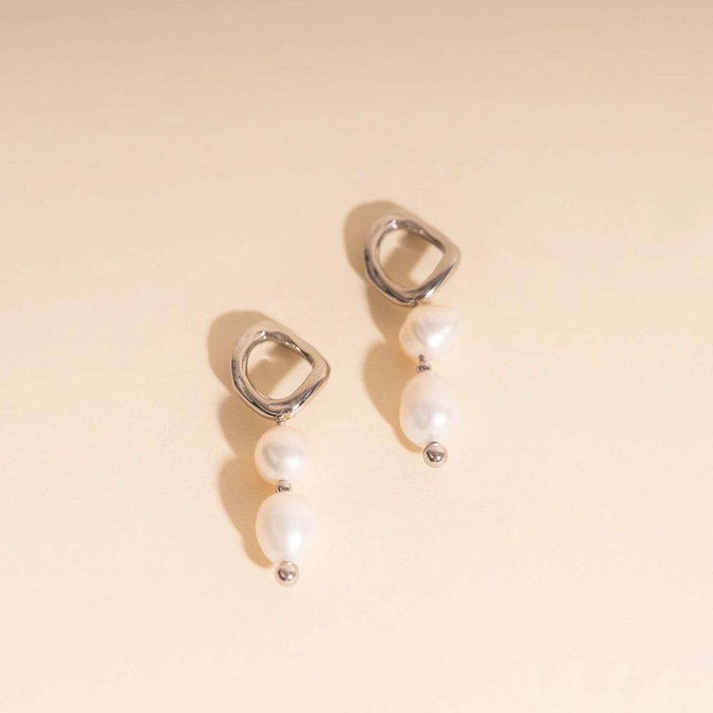 Ripple Pearl Huggie Hoop Charms by Oh Clementine