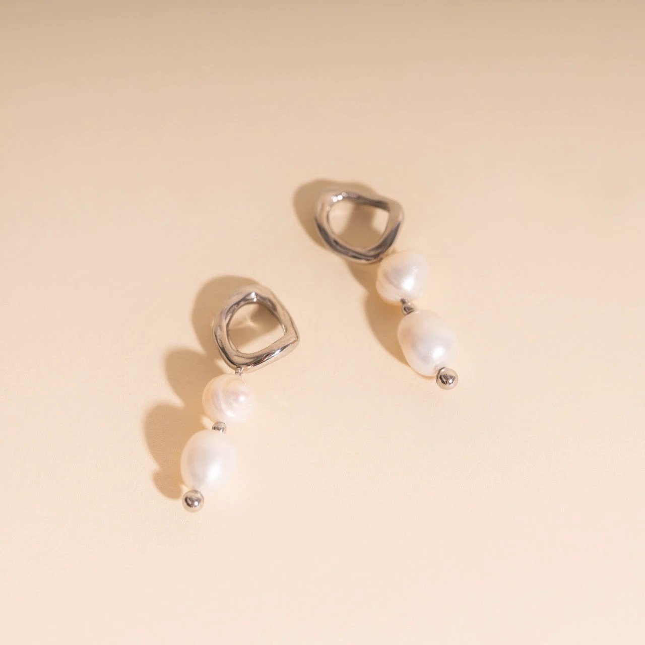 Ripple Pearl Huggie Hoop Charms by Oh Clementine