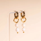Ripple Pearl Huggie Hoop Charms by Oh Clementine