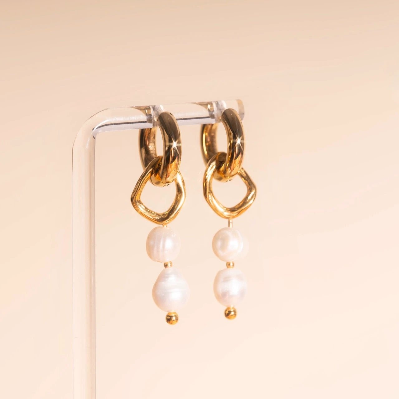 Ripple Pearl Huggie Hoop Charms by Oh Clementine
