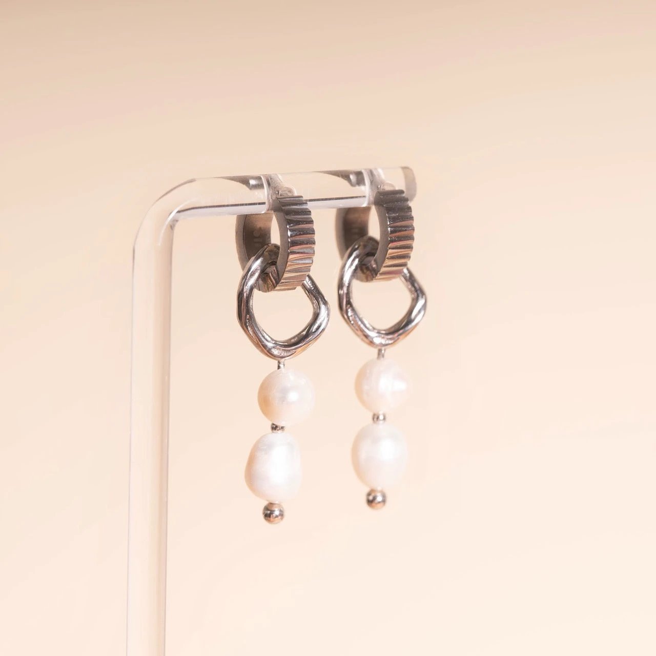 Ripple Pearl Huggie Hoop Charms by Oh Clementine