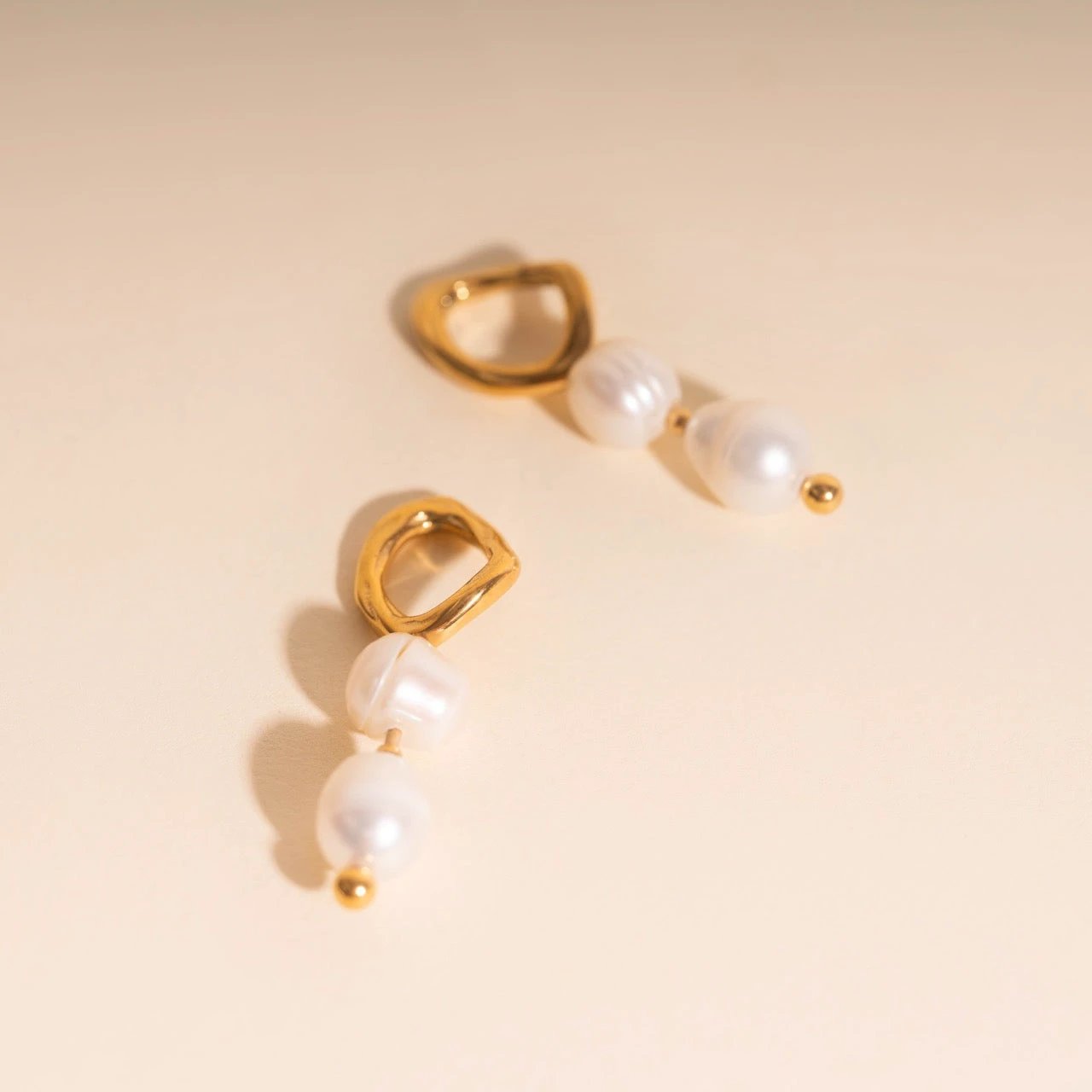 Ripple Pearl Huggie Hoop Charms by Oh Clementine