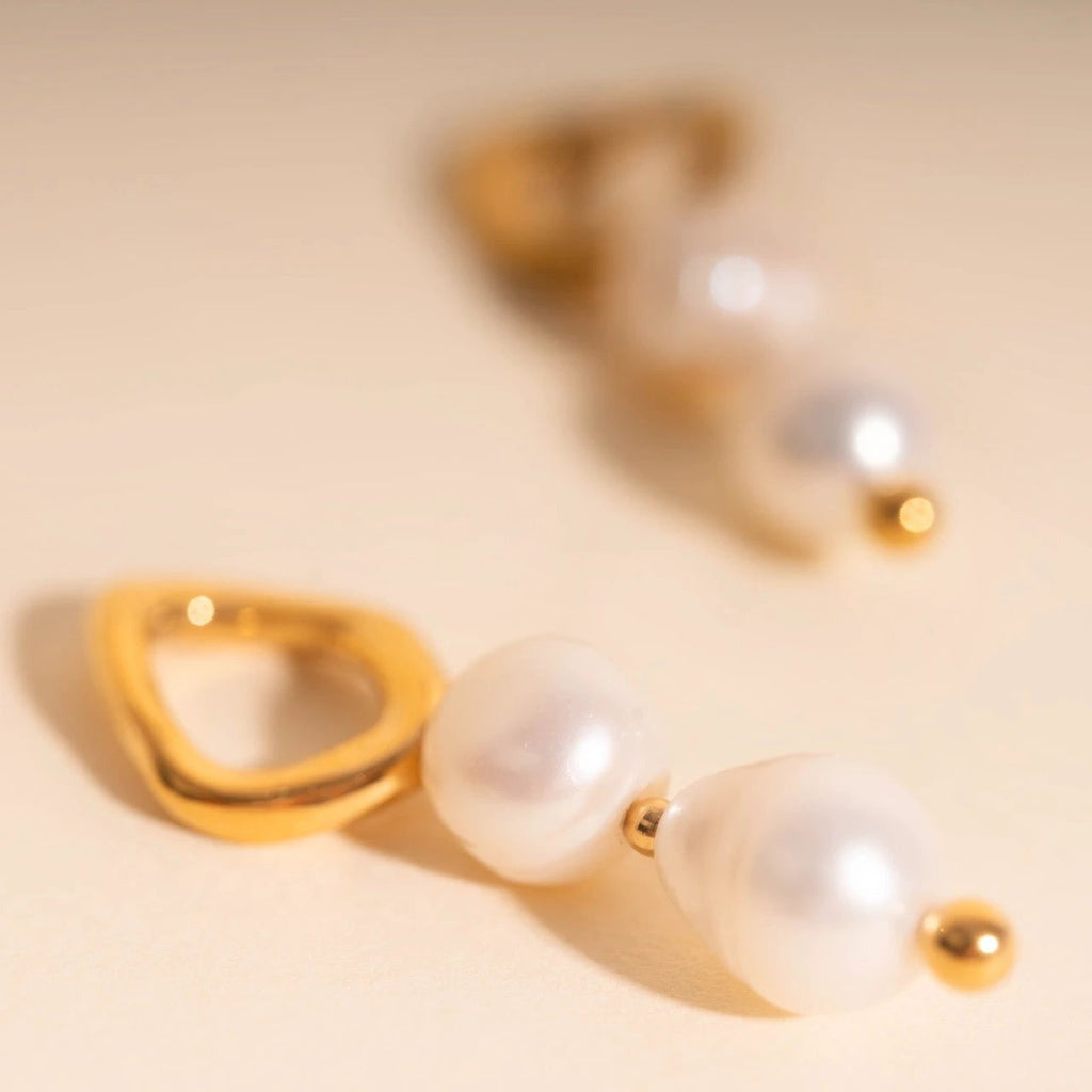 Ripple Pearl Huggie Hoop Charms by Oh Clementine
