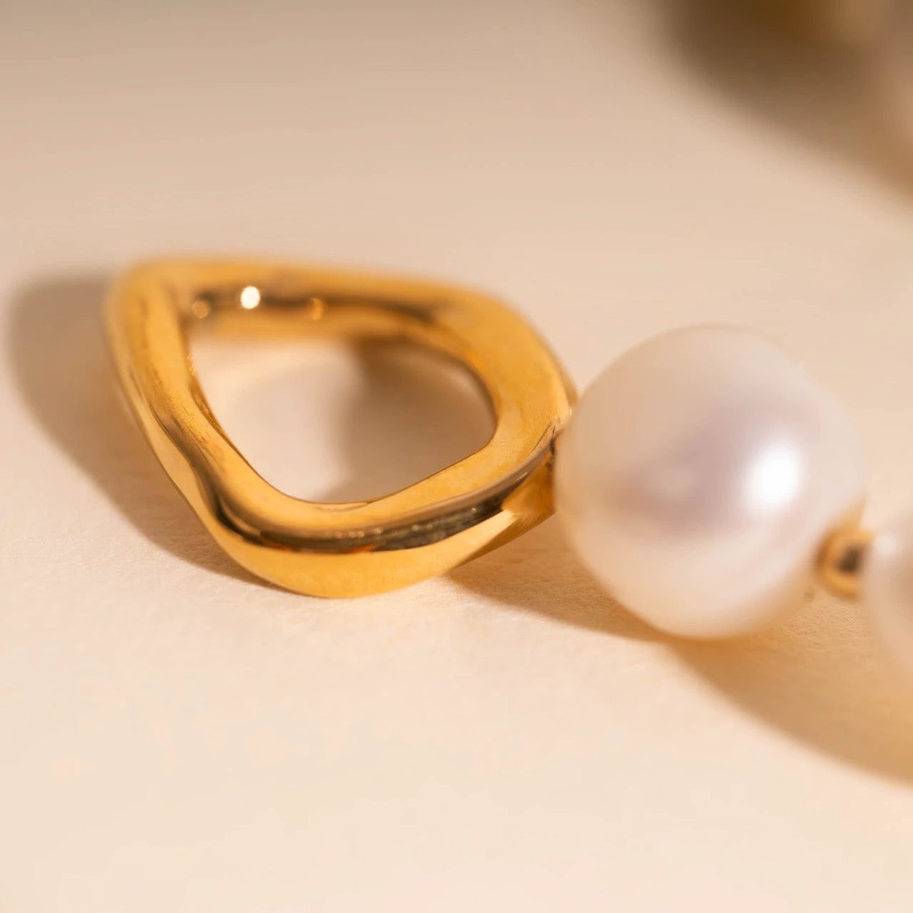 Ripple Pearl Huggie Hoop Charms by Oh Clementine
