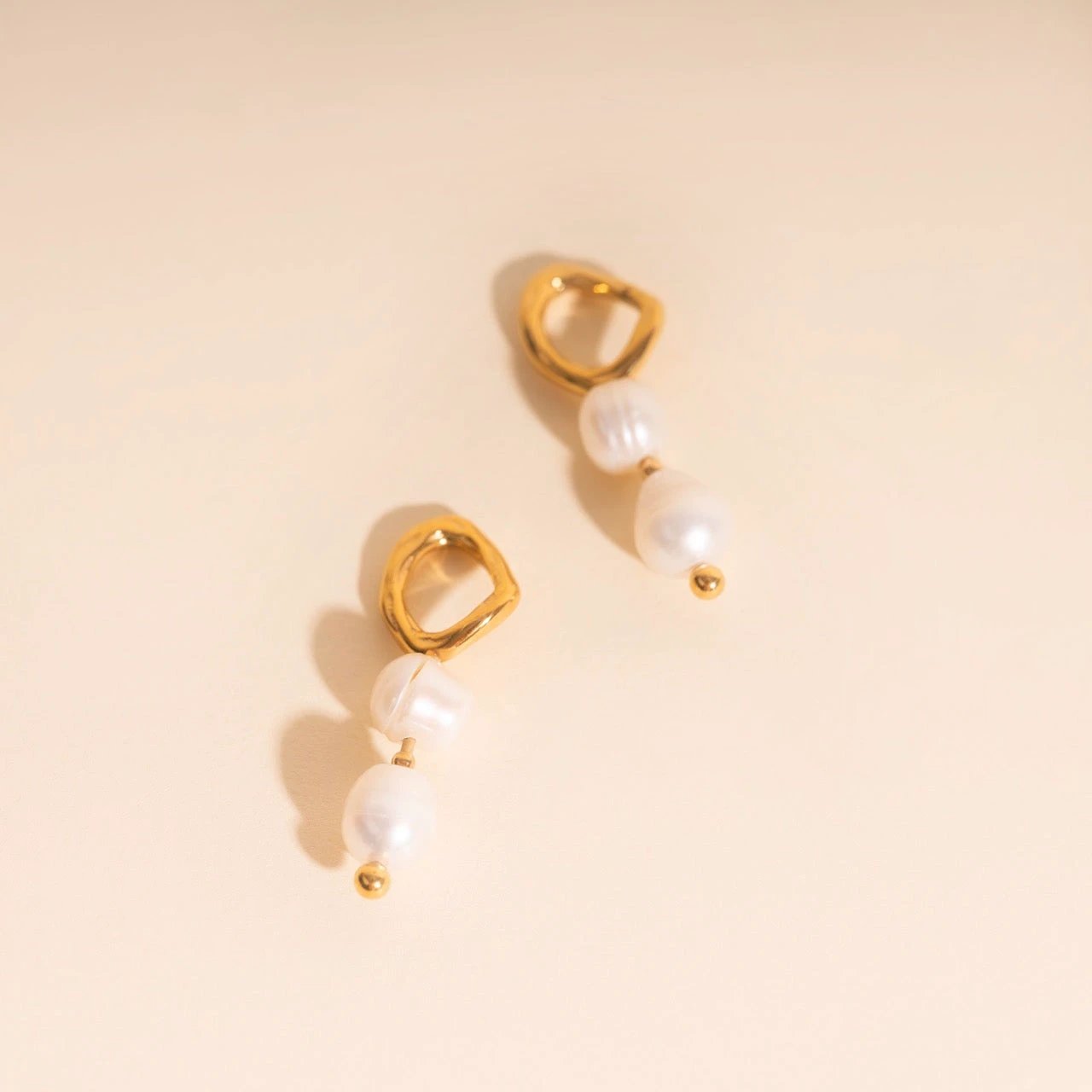 Ripple Pearl Huggie Hoop Charms by Oh Clementine