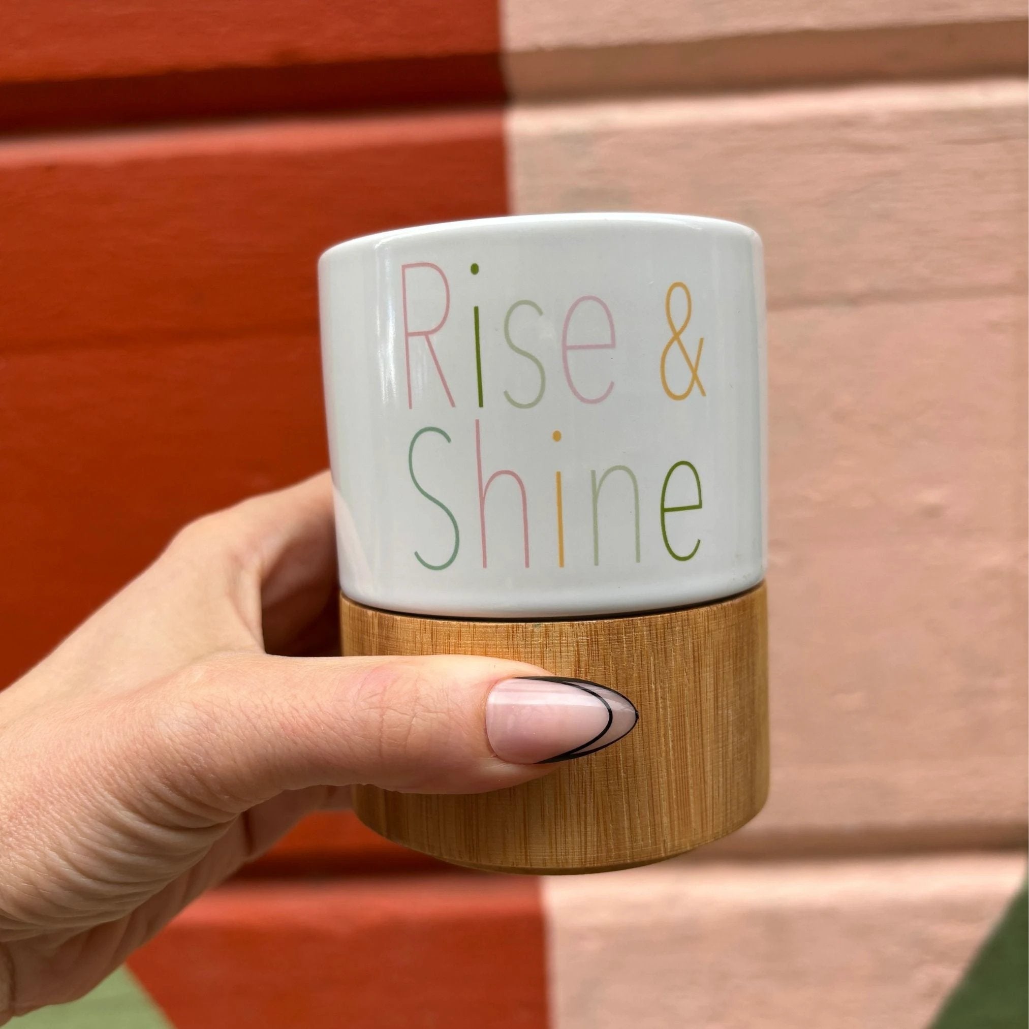 Rise & Shine Ceramic Mug with Bamboo Base by The Bullish Store