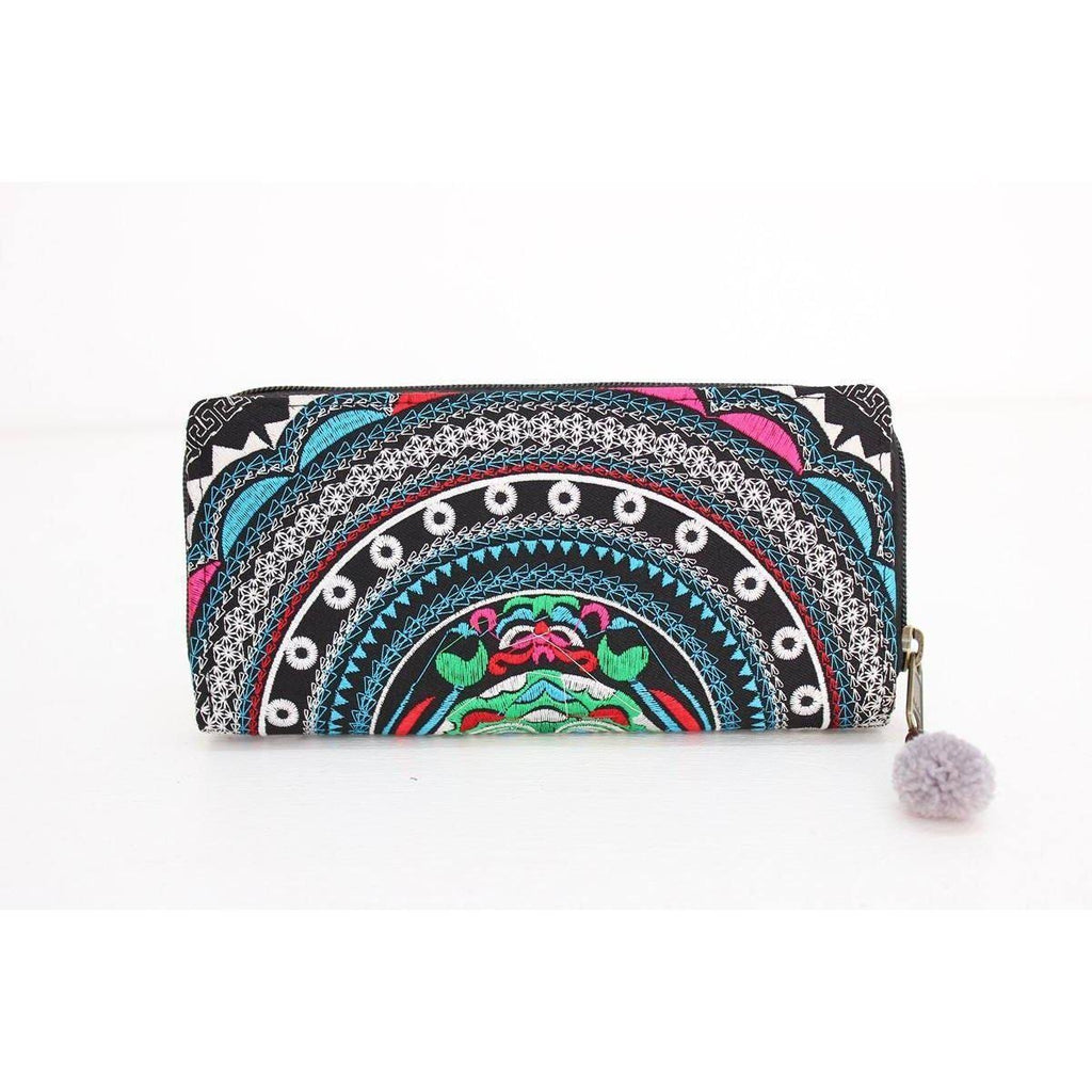 Rising Moon Embroidered Wallet - Thailand Wallets La Vie Bien Rising Moon Embroidered Wallet - Thailand