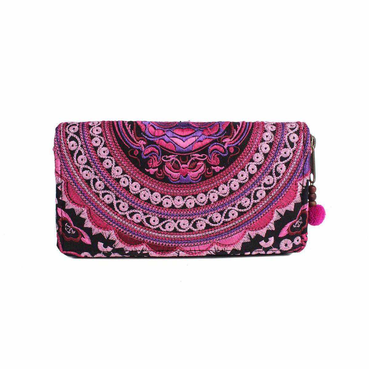 Rising Moon Embroidered Wallet - Thailand Wallets La Vie Bien Rising Moon Embroidered Wallet - Thailand