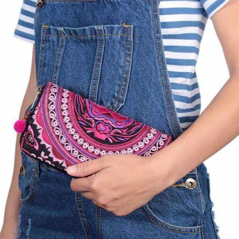 Rising Moon Embroidered Wallet - Thailand Wallets La Vie Bien Rising Moon Embroidered Wallet - Thailand