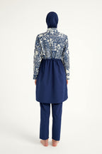 Navy Blue Full Coverage Modest Swimwear Set for Women R2504