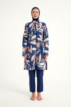 Navy Blue Full Coverage Modest Swimwear Set for Women R2508