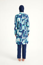 Navy Blue Full Coverage Modest Swimwear Set for Women R2513
