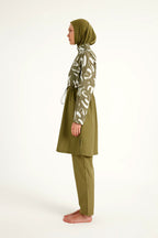 Green Full Coverage Modest Swimwear Set for Women R2506