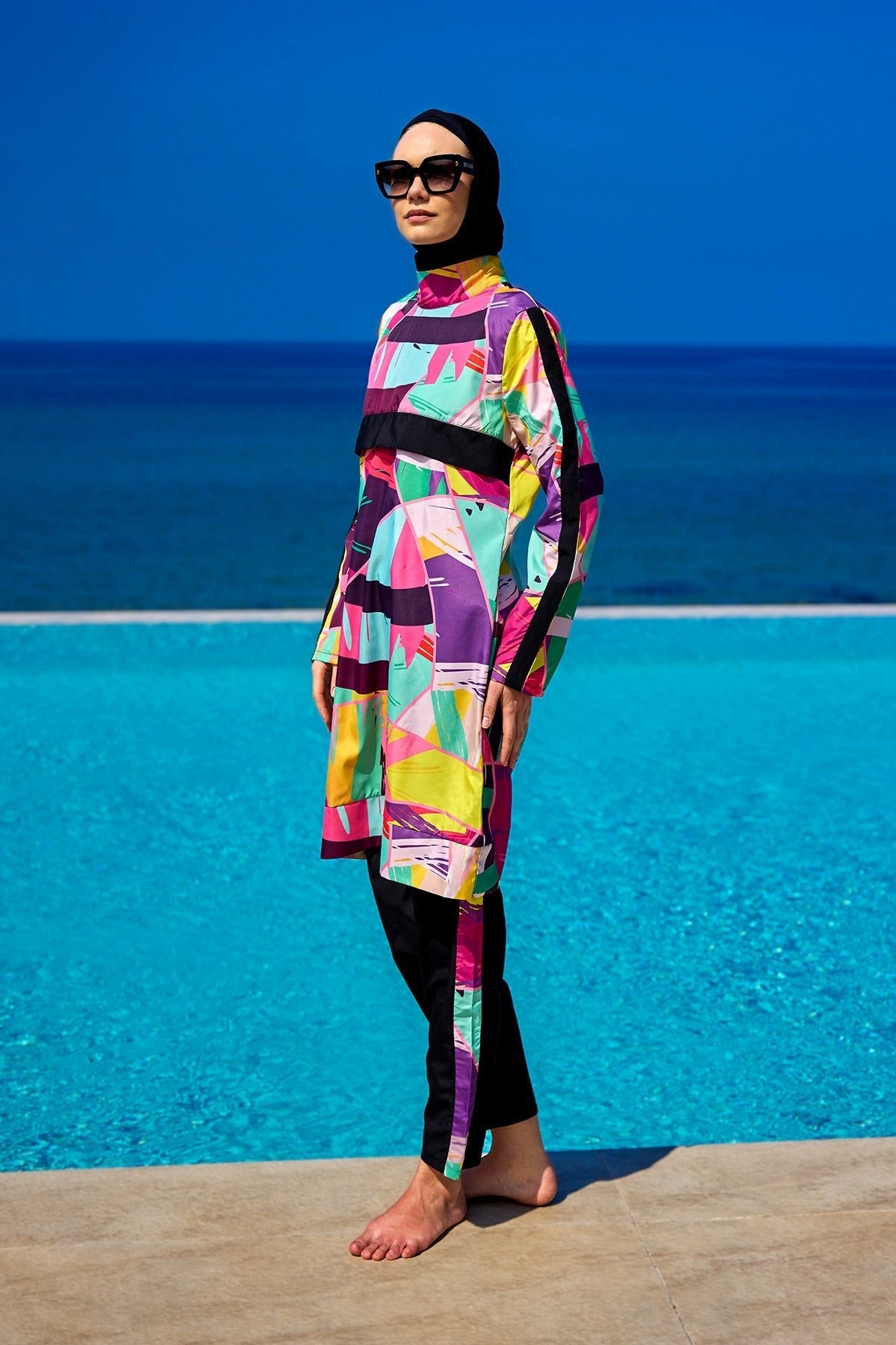 Rivamera Black Full Coverage Burkini Set for R2511 Covered Burkini Swimwear La Vie Bien Rivamera Black Full Coverage Burkini Set for R2511