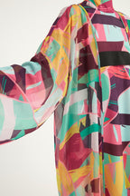 Rivamera Multicolor Brushstroke Print Kimono - RP2511 Pareo La Vie Bien Rivamera Multicolor Brushstroke Print Kimono - RP2511