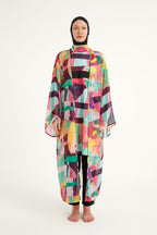 Rivamera Multicolor Brushstroke Print Kimono - RP2511 Pareo La Vie Bien Rivamera Multicolor Brushstroke Print Kimono - RP2511