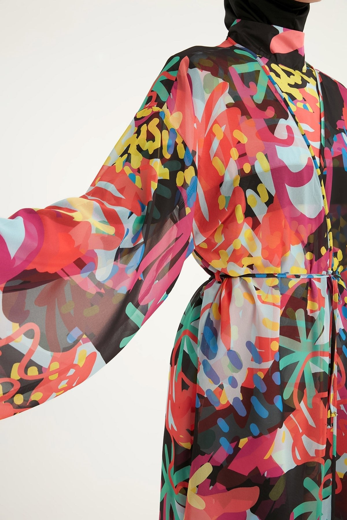 Rivamera Tropical Print Chiffon Kimono - RP2510 Pareo La Vie Bien Rivamera Tropical Print Chiffon Kimono - RP2510