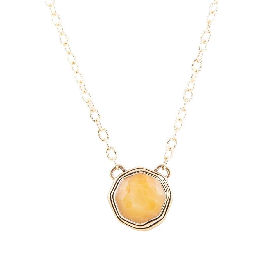 River Rocks Yellow Quartz and Golden Bronze Necklace by Barse Jewelry