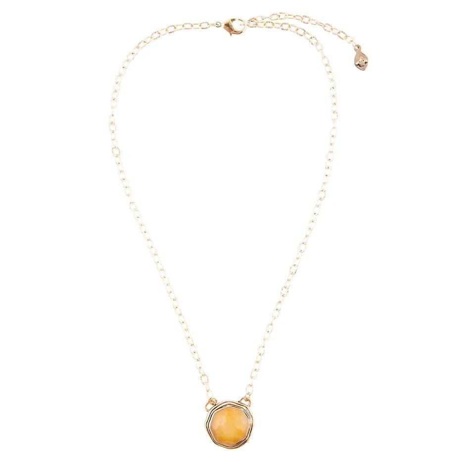 River Rocks Yellow Quartz and Golden Bronze Necklace by Barse Jewelry