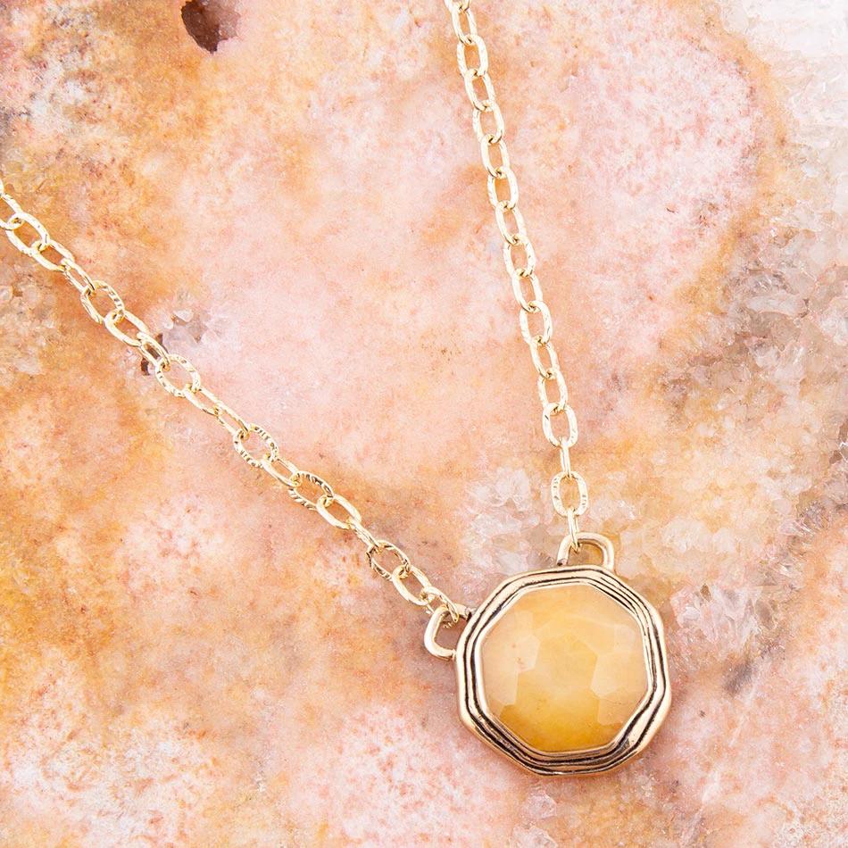 River Rocks Yellow Quartz and Golden Bronze Necklace by Barse Jewelry