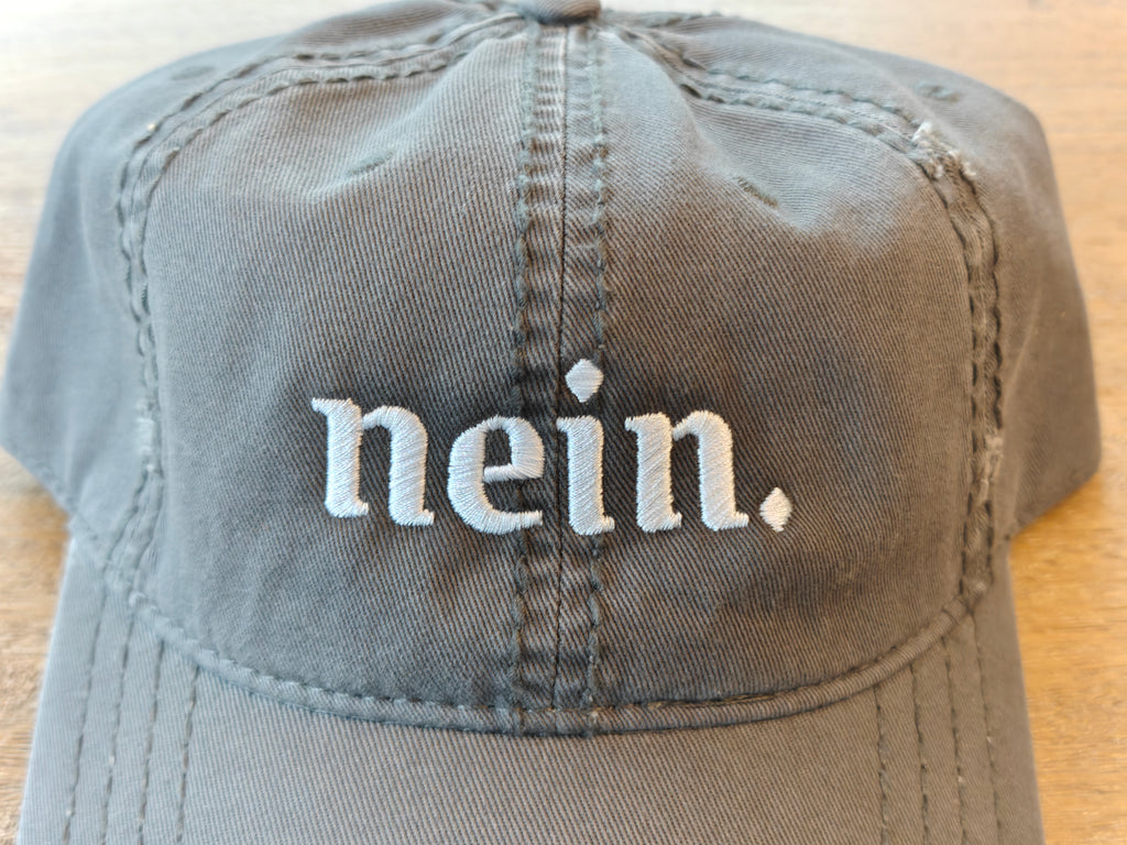 Nein. German embroidered baseball Hat - funny distressed trucker cap for German speakers