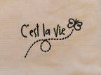 Beige C'est La Vie embroidered butterfly Eco Tote Bag, shopping or everyday tote for French lovers