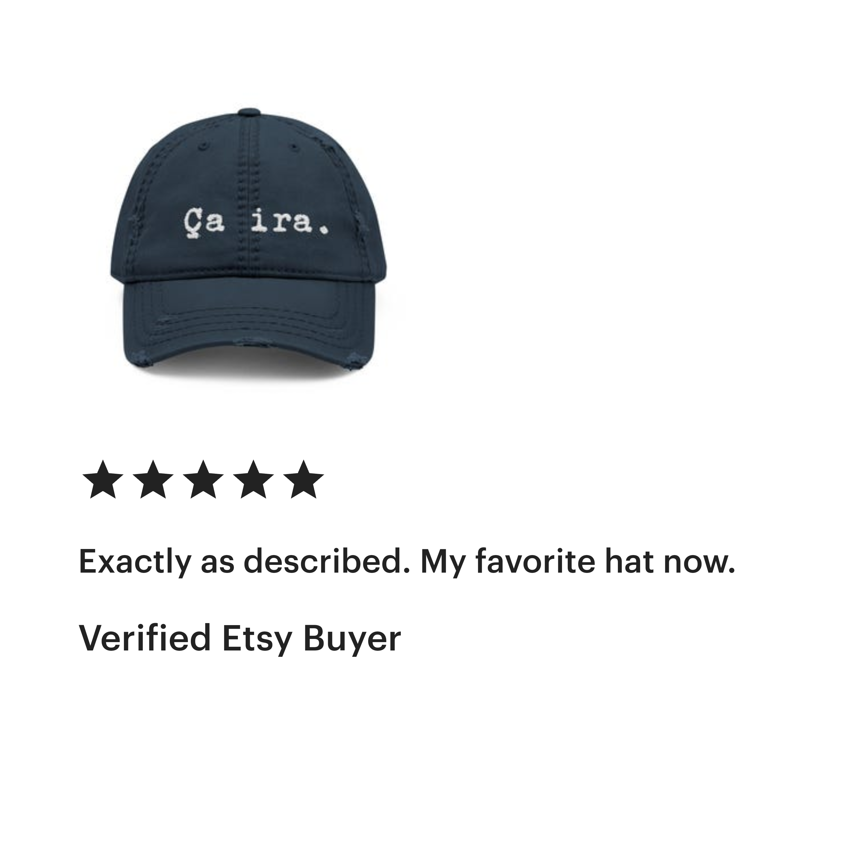 French Ça Ira embroidered baseball Cap with typewriter font