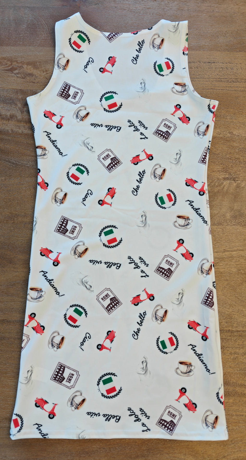 Italian chic Bodycon dress - Italian flag, espresso cup, Italian phrases, electric scooter and Rome stamp