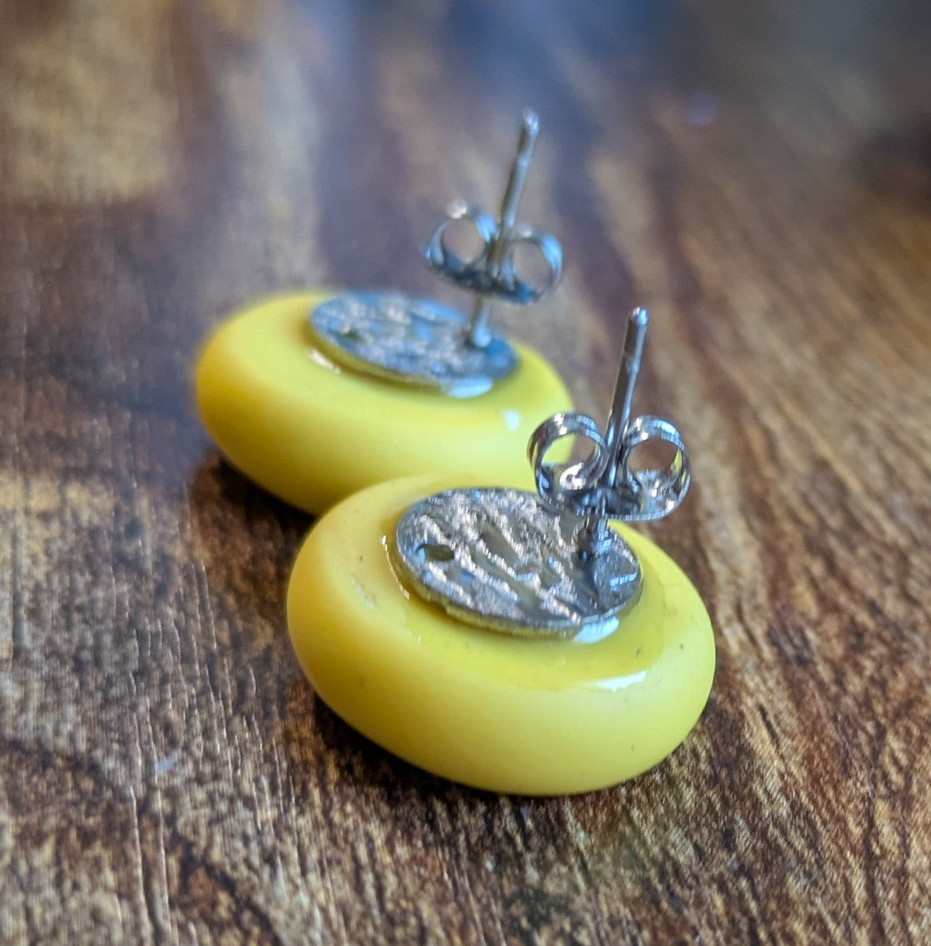 Dainty yellow letter L clay initial letter earrings