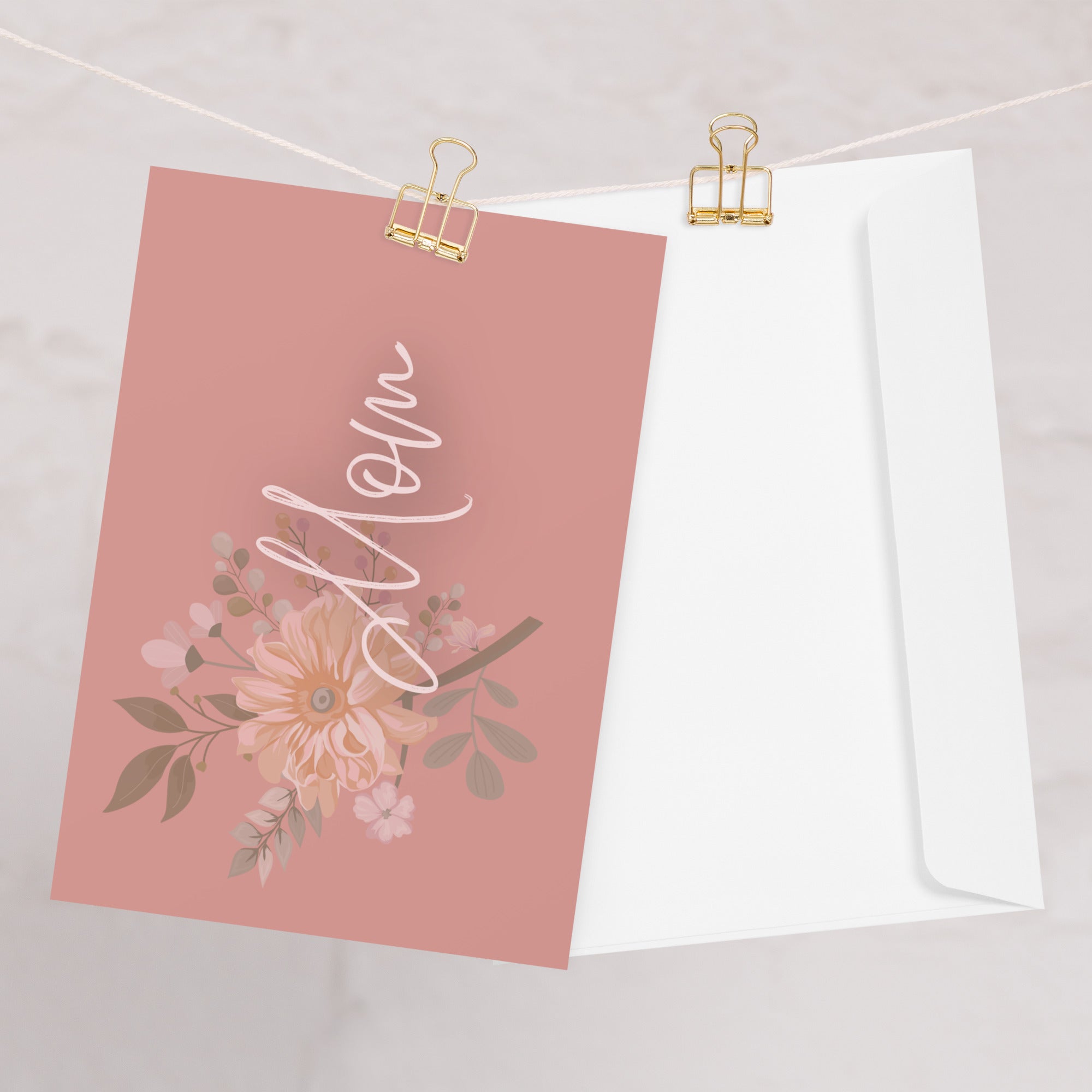 Pink floral Mom Greeting card