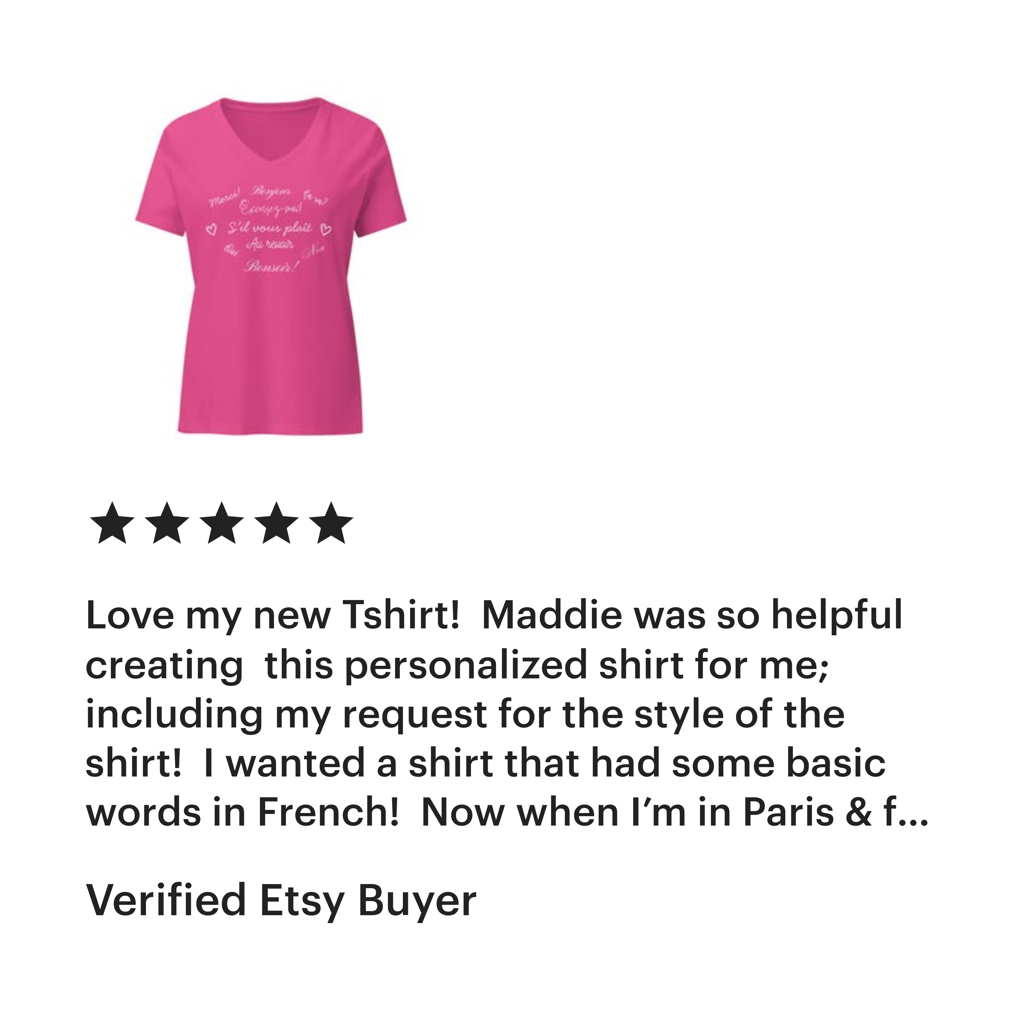 Women’s French phrases relaxed v-neck t-shirt