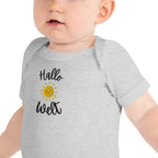 Hallo Welt embroidered Baby short sleeve one piece by La Vie Bien