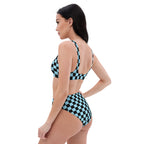 Blue and black checkered high-waisted bikini by La Vie Bien