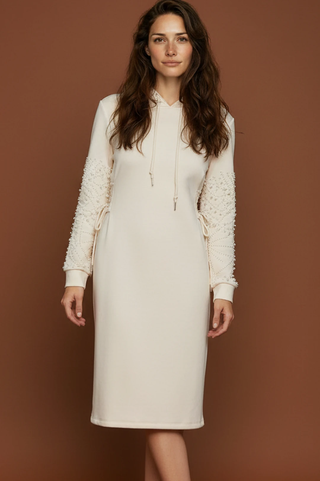 Ivory Pearl Hoodie Dress by Social Butterfly Collection